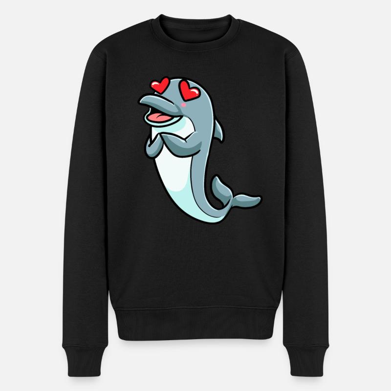 Delfin Emoticon - Männer Premium Bio Pullover - Schwarz
