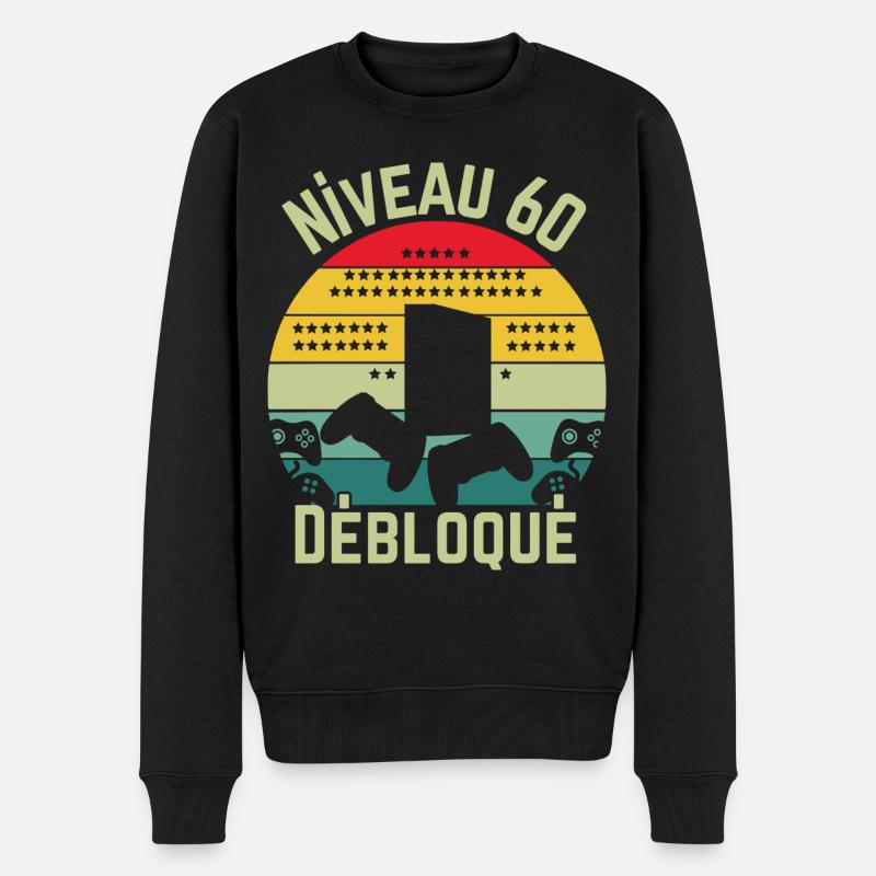 Level 60 freigeschaltet - Männer Premium Bio Pullover - Schwarz