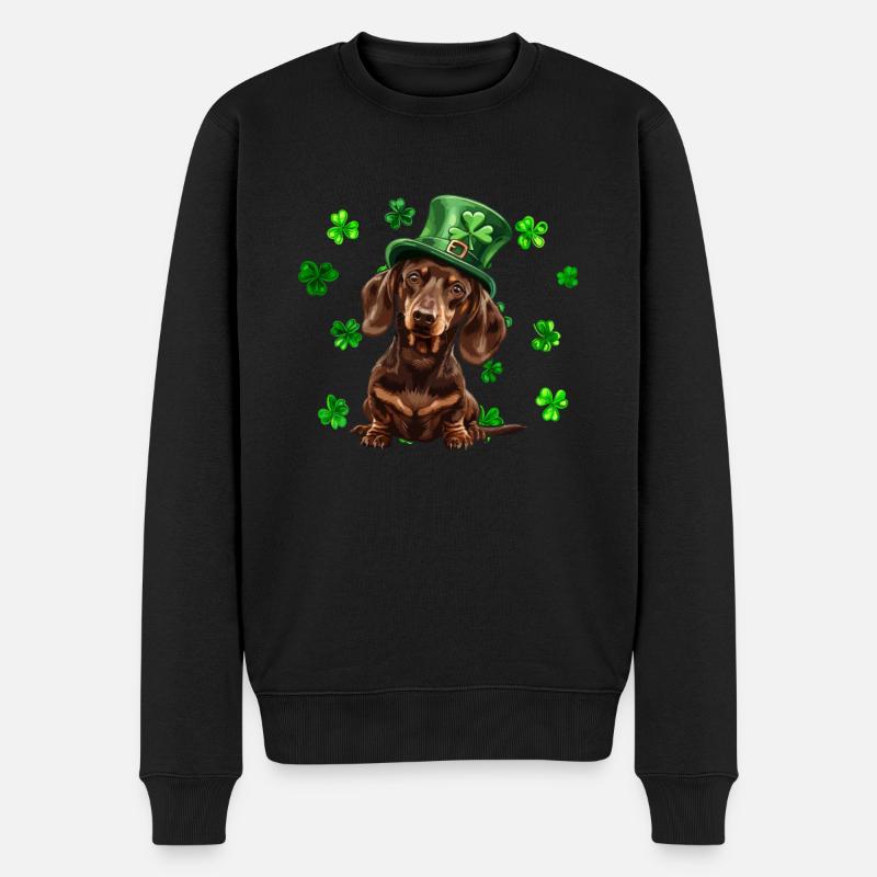Teckel St Patrick’s Day Shamrock - Pull Premium bio Homme - noir