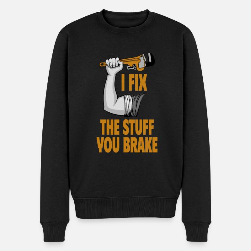 Ich Repariere Was Du Kaputt Machst Handwerker Fun - Männer Premium Bio Pullover - Schwarz