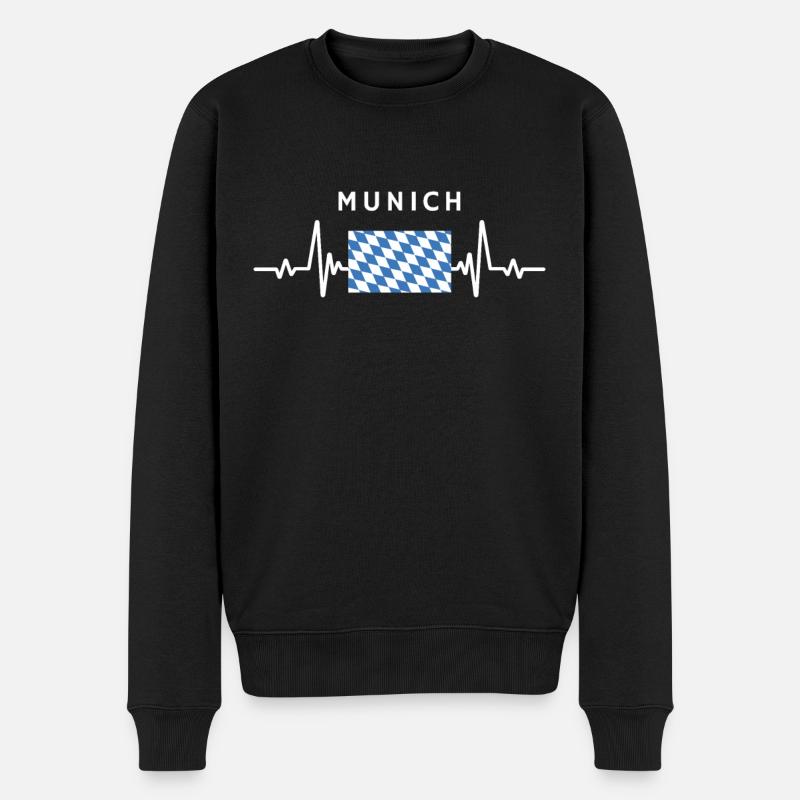 München Herzschlag - Männer Premium Bio Pullover - Schwarz
