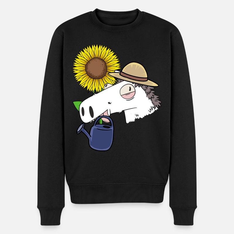 Pferd Sonnenblume Gärtner Hobbygärtner Blume - Männer Premium Bio Pullover - Schwarz