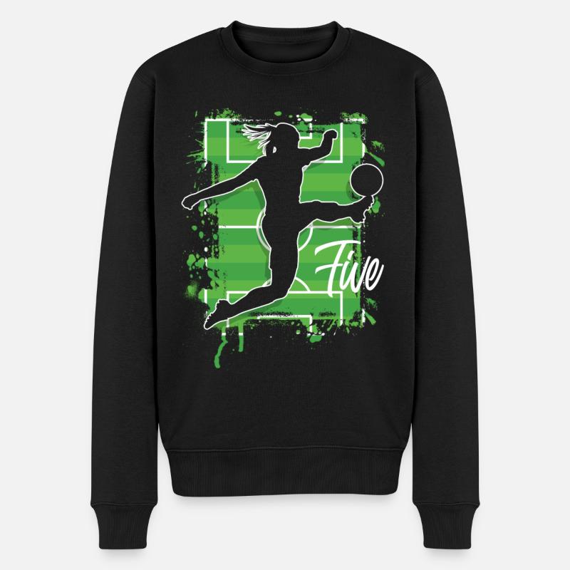 Fußballerin Fußball 5. Geburtstag - Männer Premium Bio Pullover - Schwarz