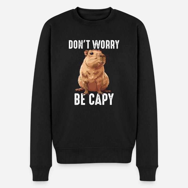 Capybara be capy - Männer Premium Bio Pullover - Schwarz