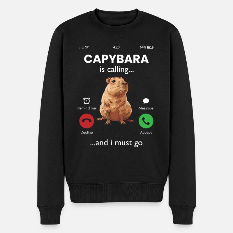 Capybara appelle - Pull Premium bio Homme - noir