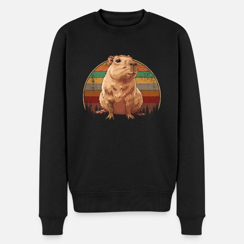 Capybara vintage - Männer Premium Bio Pullover - Schwarz