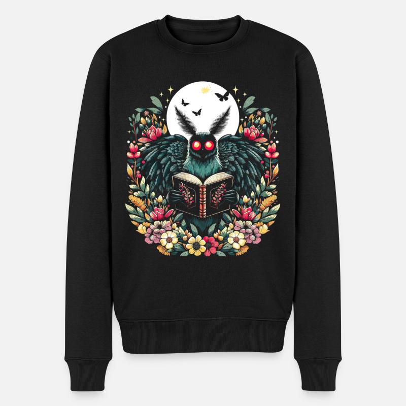 Floral Mothman - Männer Premium Bio Pullover - Schwarz
