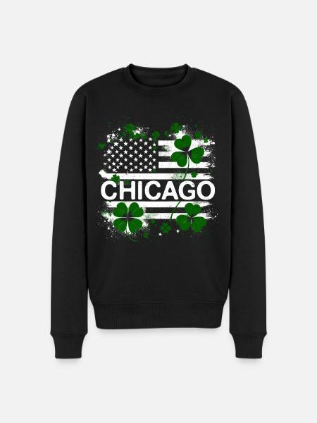 Drapeau américain Chicago Saint-Patrick - Pull Premium bio Homme - noir