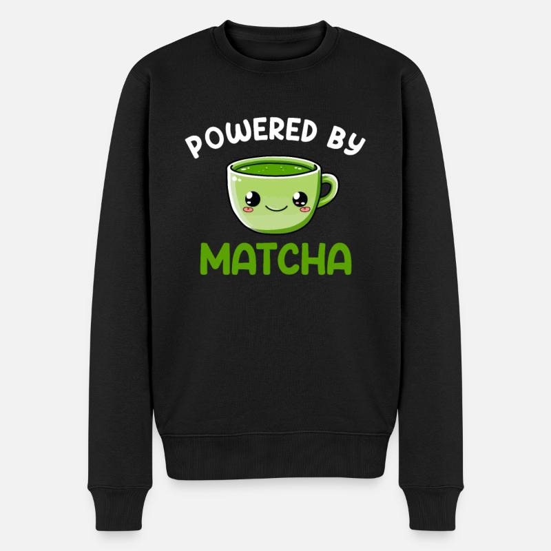 powered by matcha, matcha - Men's Premium Organic Jumper - black