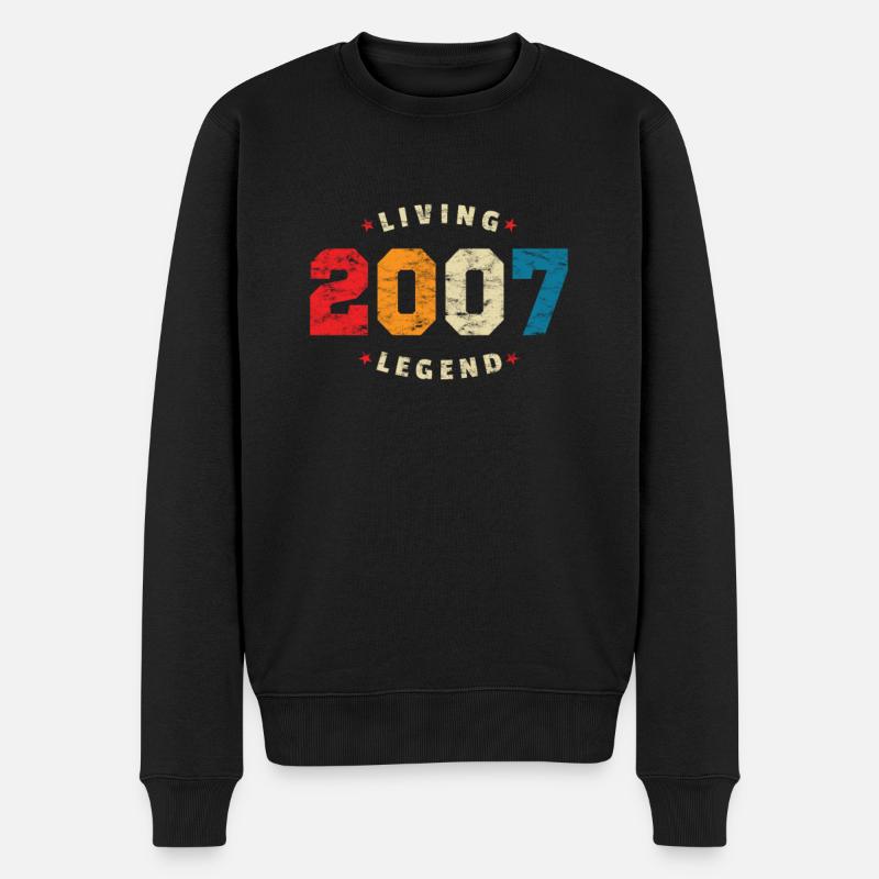 2007 Geburtstag Retro Living Legend - Männer Premium Bio Pullover - Schwarz