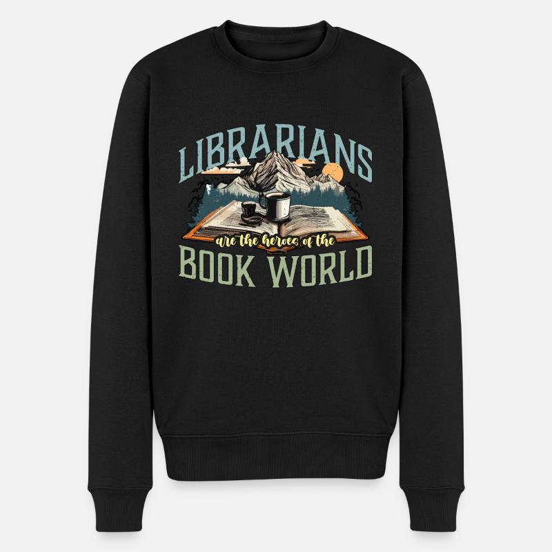 Librarians Are The Heroes Of Bookworm Librarians - Männer Premium Bio Pullover - Schwarz