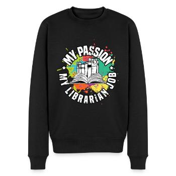 Librarian My Passion My Book Lover Librarians - Men's Premium Organic Jumper - black - Front - Nico (187cm)