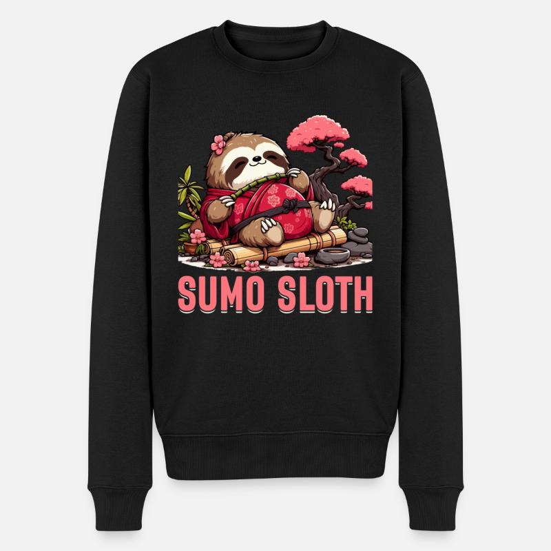 Sumo-Faultier - Männer Premium Bio Pullover - Schwarz