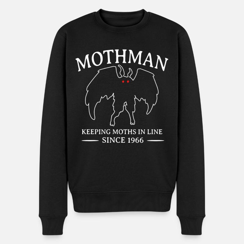 Mothman keeping moths in line since 1966 - Männer Premium Bio Pullover - Schwarz