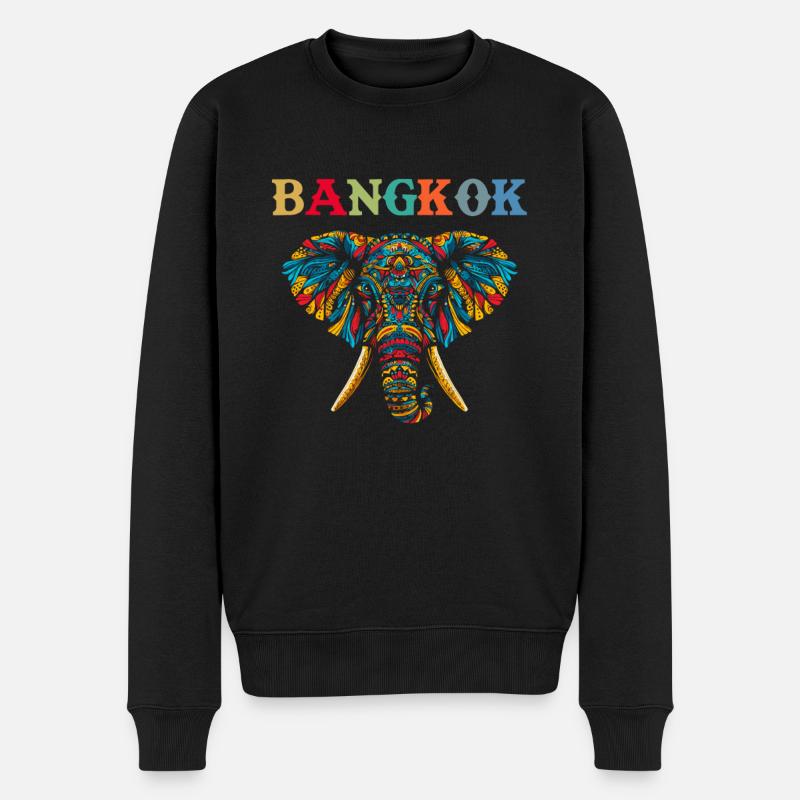 Elephant Thailand - Männer Premium Bio Pullover - Schwarz