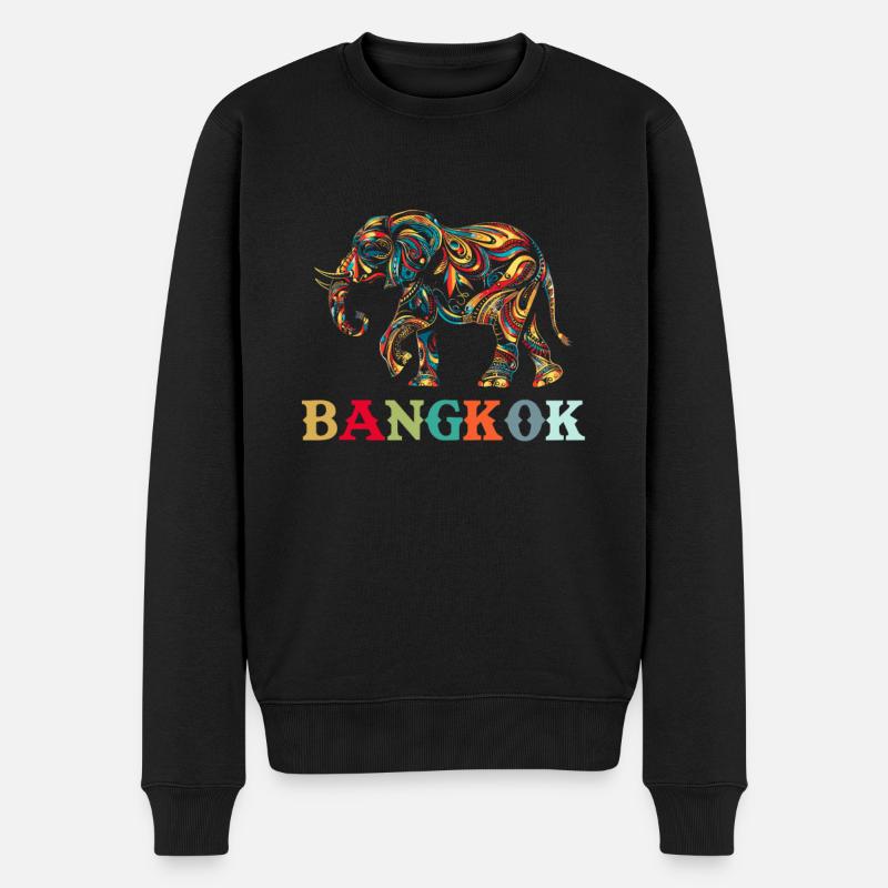 Elephant Thailand - Männer Premium Bio Pullover - Schwarz