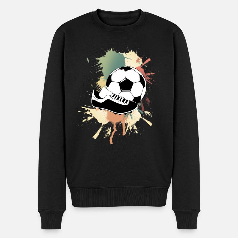 Fußball Fußballer Farbklecks - Männer Premium Bio Pullover - Schwarz