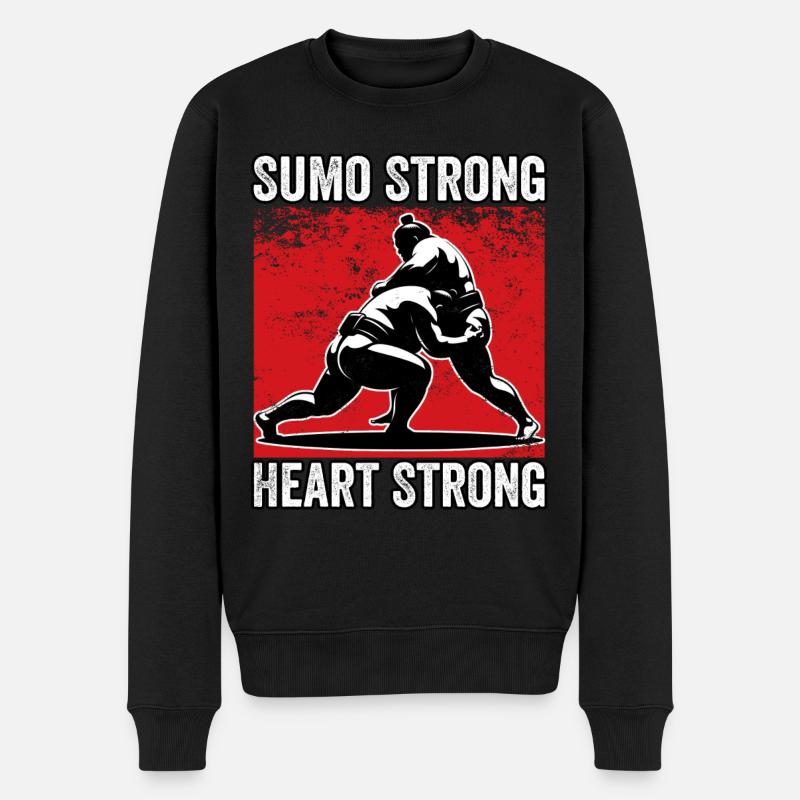 Sumo Starkes Herz Stark - Männer Premium Bio Pullover - Schwarz