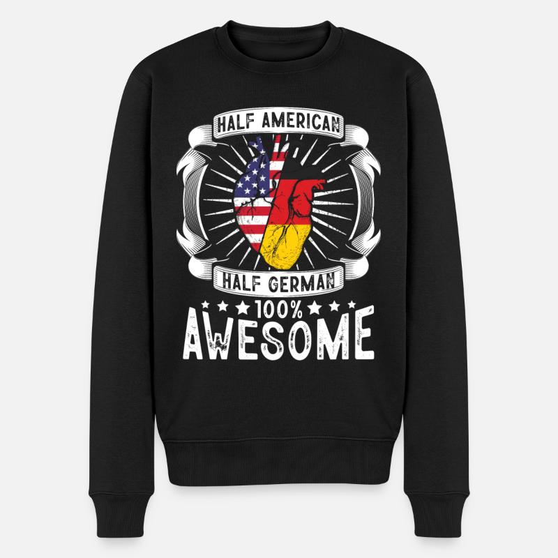 Deutschland USA-Flagge - halb amerikanisch, halb deutsch - Männer Premium Bio Pullover - Schwarz