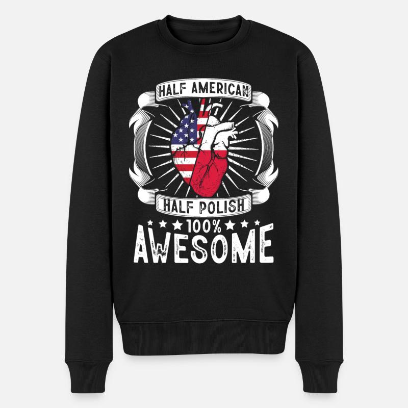 Polen USA-Flagge - halb Amerikaner, halb Polnisch - Männer Premium Bio Pullover - Schwarz