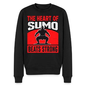Das Herz des Sumo schlägt kräftig - Männer Premium Bio Pullover - Schwarz - Vorne - Nico (187cm)