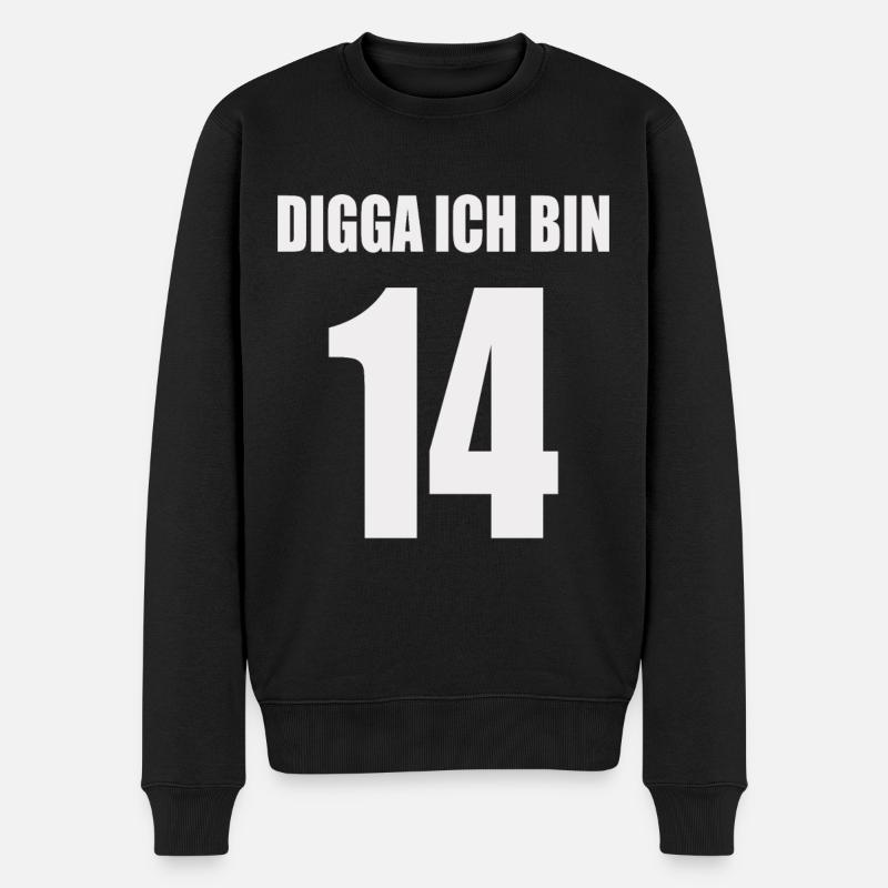 Digga ich bin 14 - Männer Premium Bio Pullover - Schwarz
