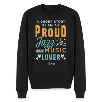 Amateur de musique jazz Une petite histoire Je suis un saxophoniste - Pull Premium bio Homme - noir - Devant - Nico (187cm)