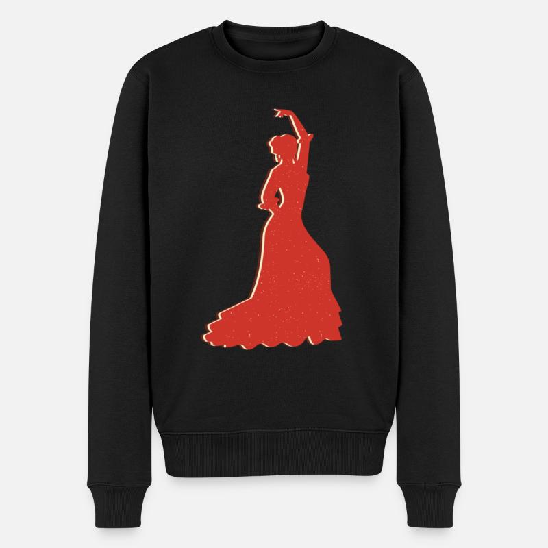 Leidenschaftliche Flamenco Silhouette - Männer Premium Bio Pullover - Schwarz
