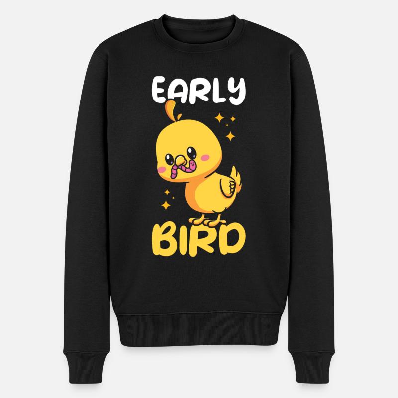 Frühaufsteher Morgenmuffel Entzückender Vogel - Männer Premium Bio Pullover - Schwarz