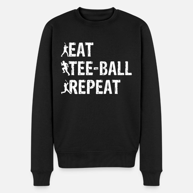 Tee-ball Player - Eat Tee-ball Repeat - Männer Premium Bio Pullover - Schwarz