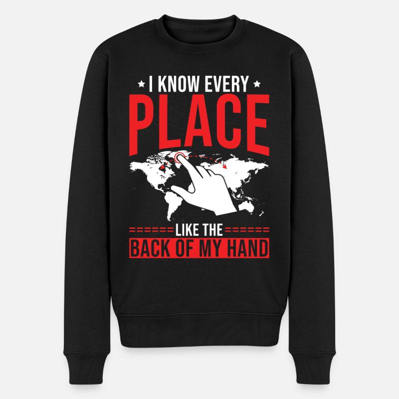 Erdkundelehrer Kennt Jede Ecke - Männer Premium Bio Pullover - Schwarz