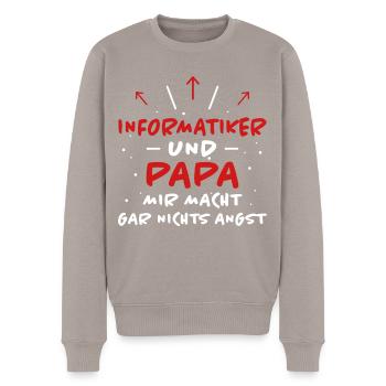 Informatiker Spruch Lustige Programmierer Geschenk - Männer Premium Bio Pullover - Taupe - Vorne - Nico (187cm)