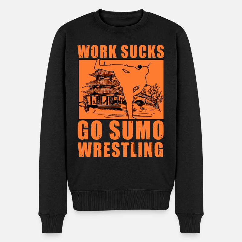 Arbeit Sucks Go Sumo-Ringen - Männer Premium Bio Pullover - Schwarz