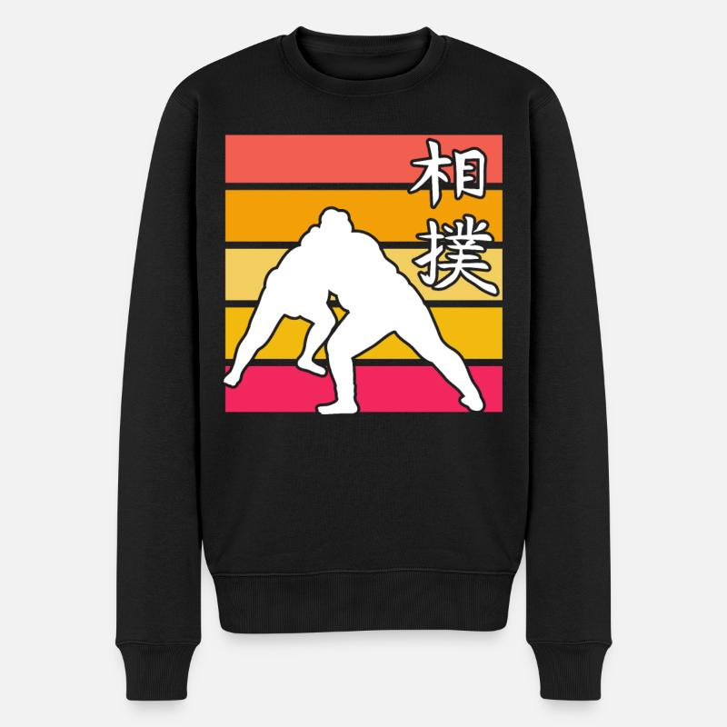 Sumo Retro - Männer Premium Bio Pullover - Schwarz