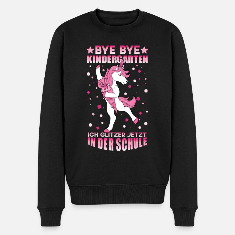 Bye Bye Kindergarten Einschulung Ich Glitzer Jetzt - Männer Premium Bio Pullover - Schwarz