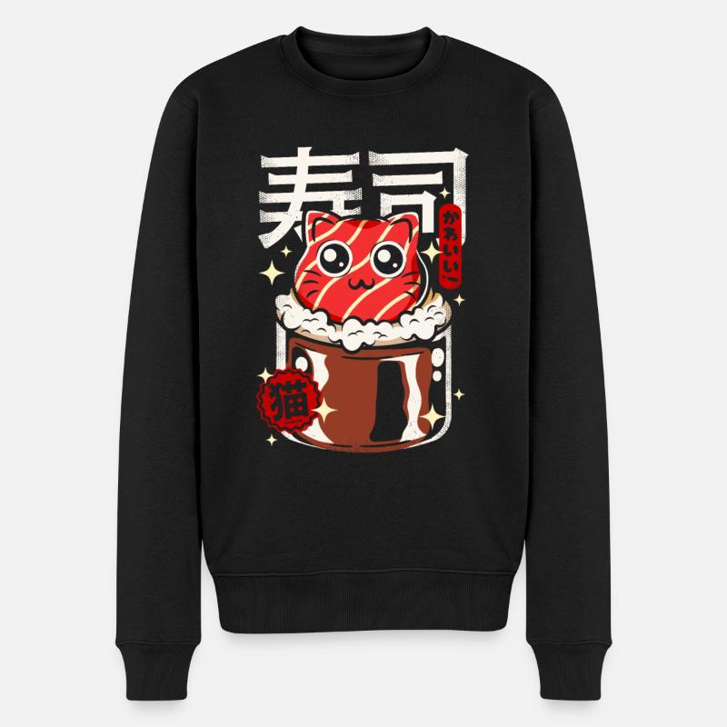 Japon - chat sushi mignon - Pull Premium bio Homme - noir