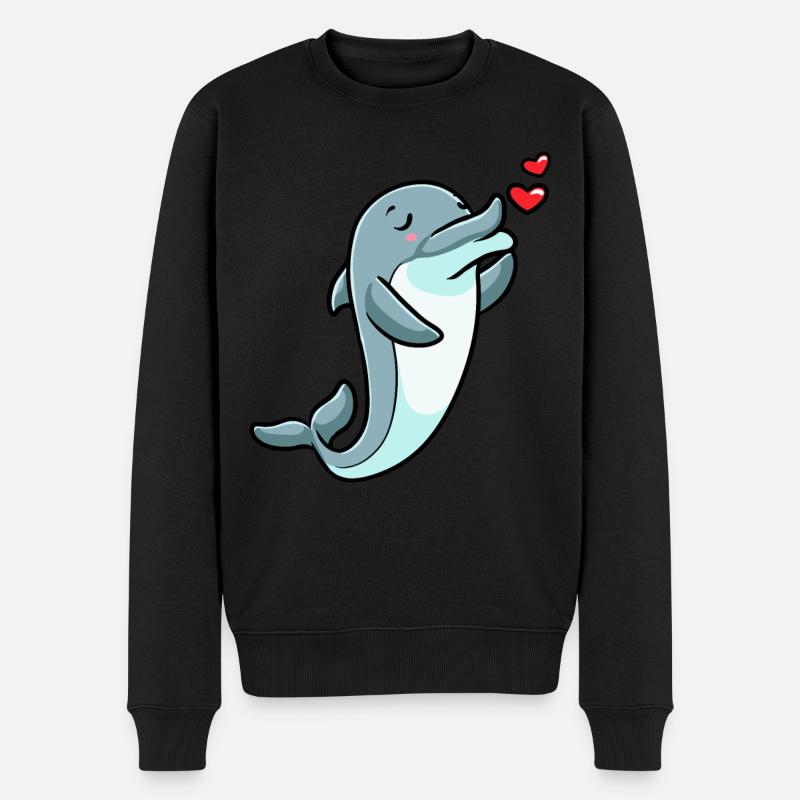 Delfin Emoticon - Männer Premium Bio Pullover - Schwarz