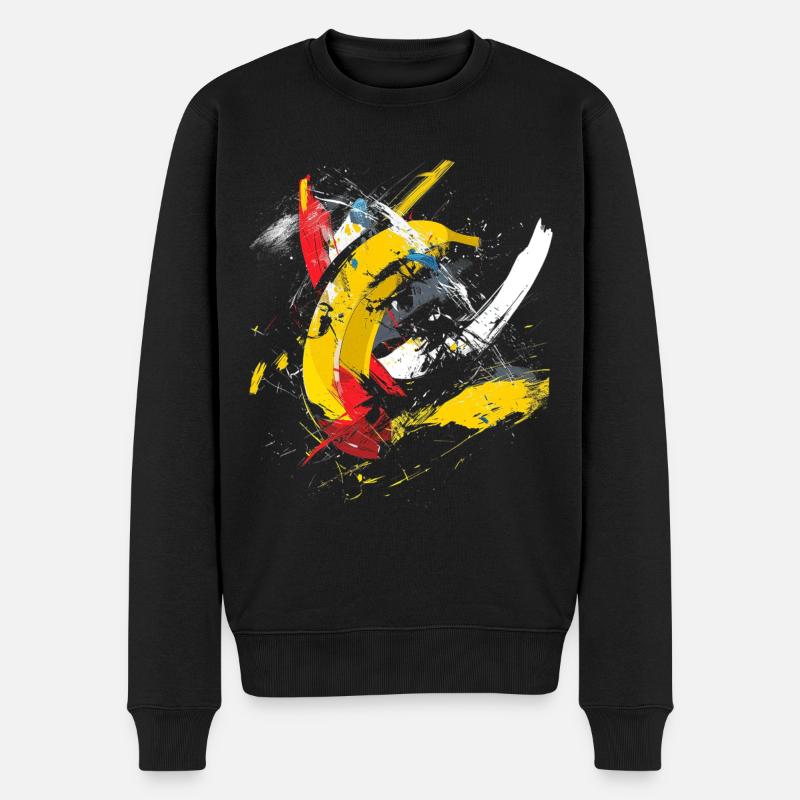 Banane Illustration Kunst Obst Bunte Grafik Banane - Männer Premium Bio Pullover - Schwarz