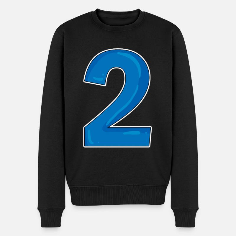 Deux - 2 - Nombre - Pull Premium bio Homme - noir