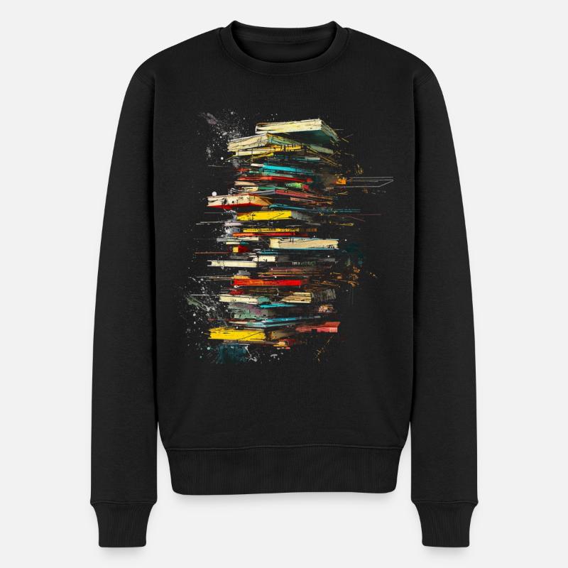 Buch Abstrakte Kunst Zeichnung Malerei Grafik Buch - Männer Premium Bio Pullover - Schwarz