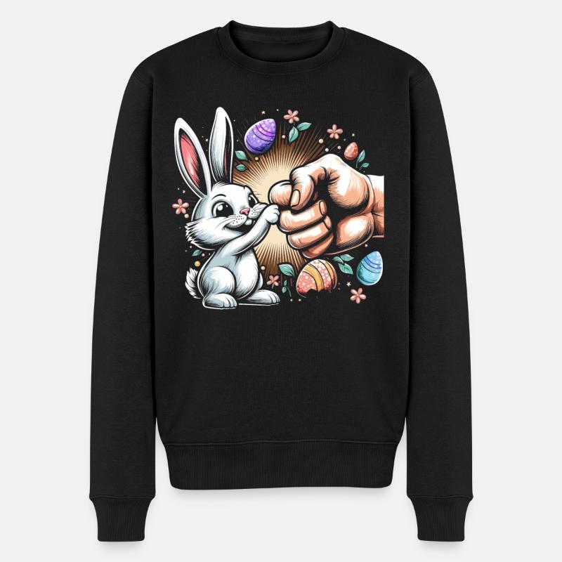 Cool Bunny Fist - Männer Premium Bio Pullover - Schwarz