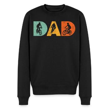 Radfahrender Vater Stolzer Papa - Männer Premium Bio Pullover - Schwarz - Vorne - Nico (187cm)