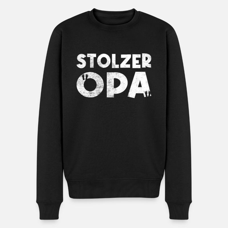 Stolzer Opa - Männer Premium Bio Pullover - Schwarz