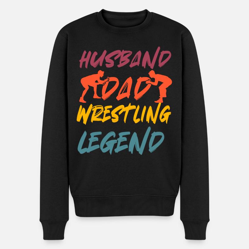 Ehemann, Vater, Wrestling-Legende - Männer Premium Bio Pullover - Schwarz