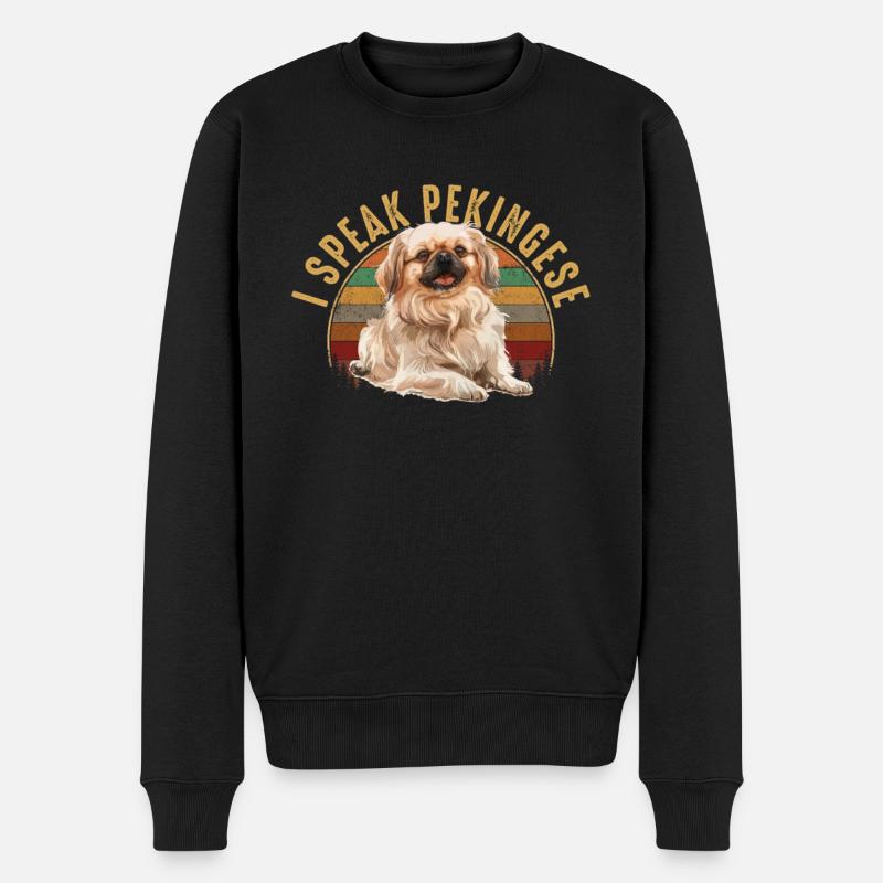 i speak pekingese - Männer Premium Bio Pullover - Schwarz