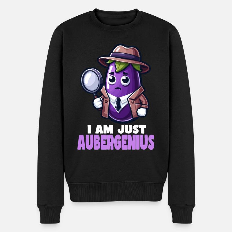 Aubergenius Detektiv Spruch - Männer Premium Bio Pullover - Schwarz