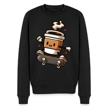 Kaffeebecher Auf Skateboard Grafik - Männer Premium Bio Pullover - Schwarz - Vorne - Nico (187cm)