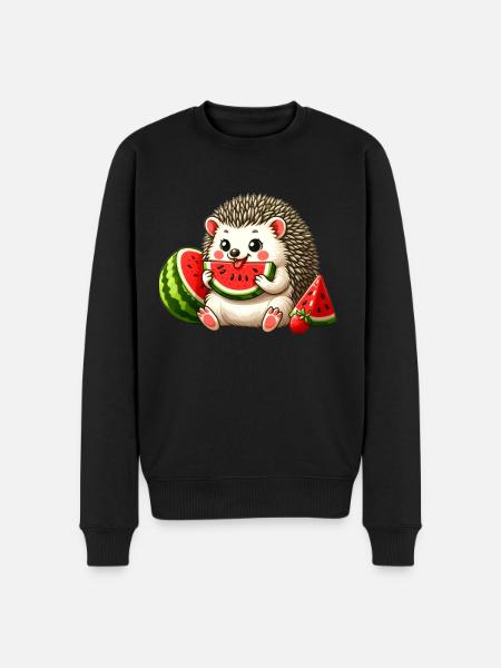 Hérisson aime la pastèque - Pull Premium bio Homme - noir