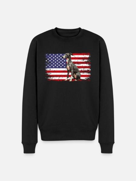 whippet dog American Flag - Men's Premium Organic Jumper - black