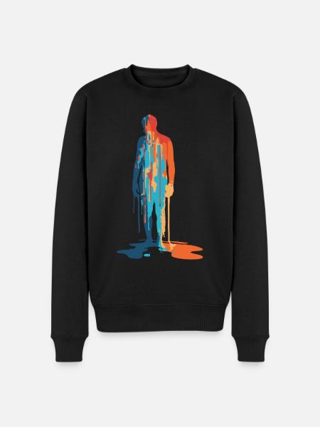 Farbexplosion Moderne Silhouette - Männer Premium Bio Pullover - Schwarz